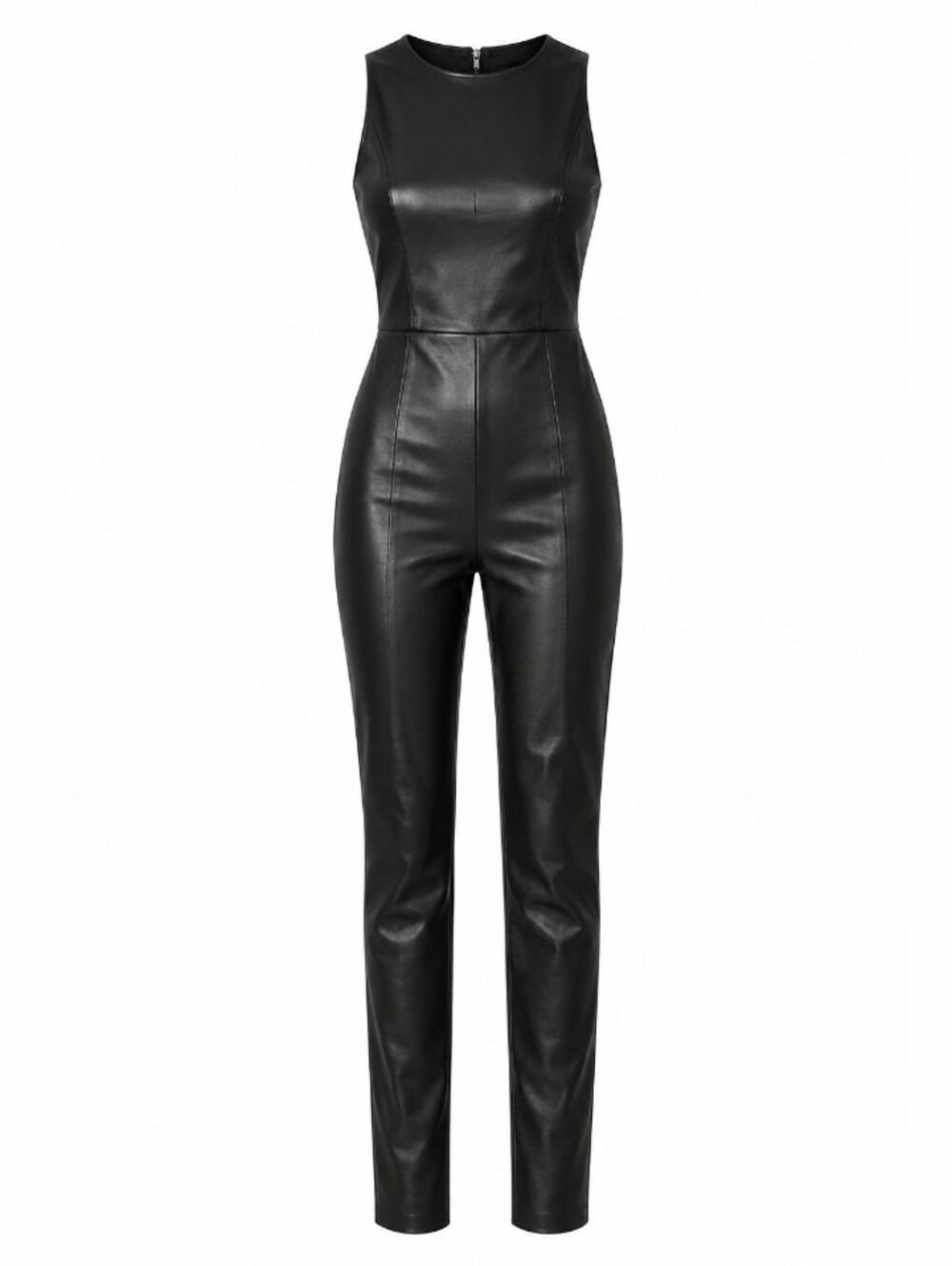 Faux Leather Sleeveless Jumpsuit